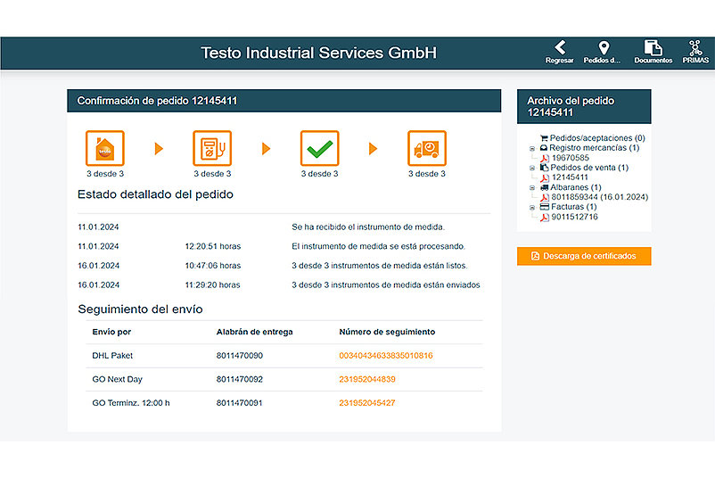 Seguimiento de pedidos en el Portal del Cliente